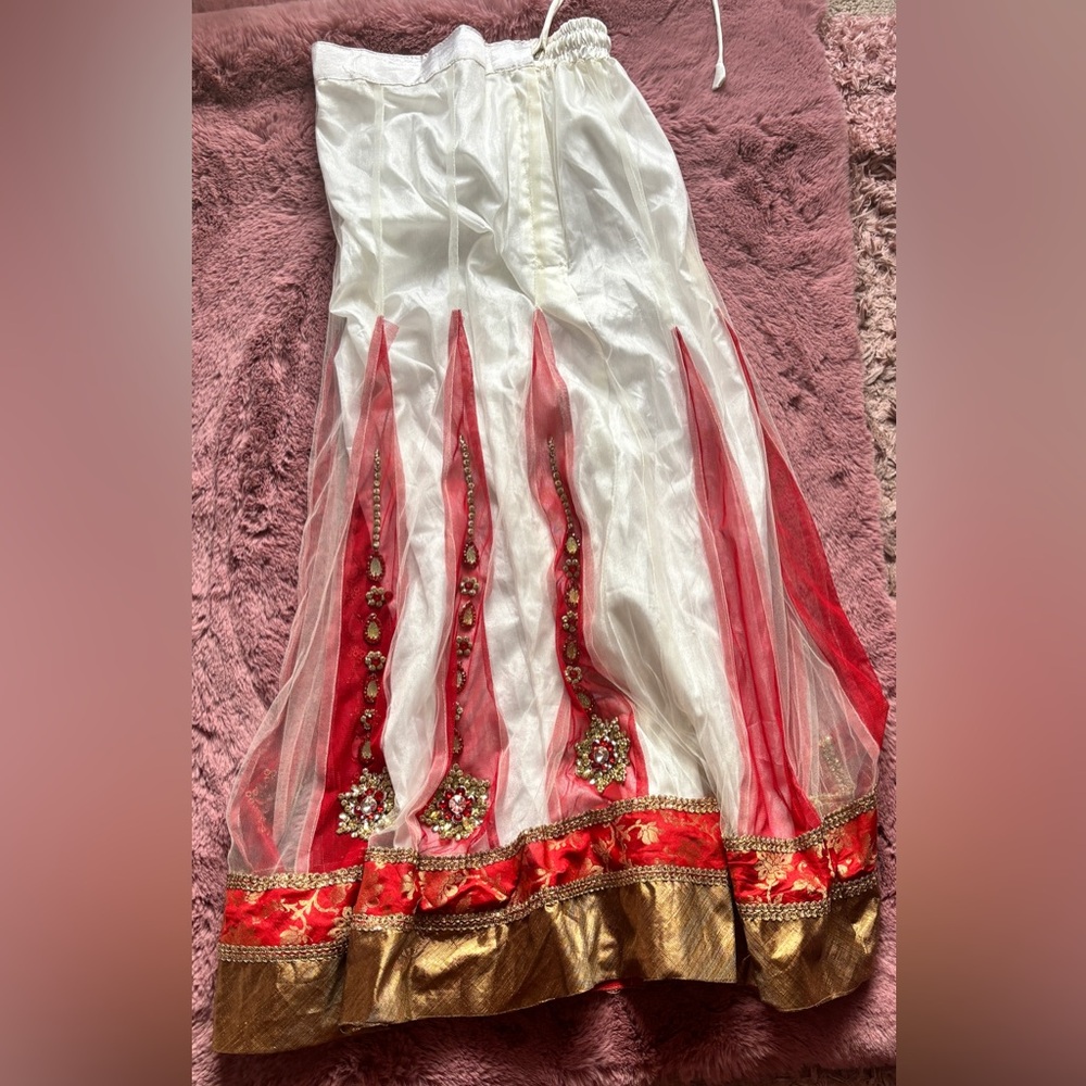 Red Embellished Maxi Skirt for Prom